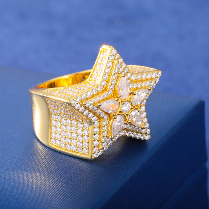 S925 Moissanite Star Statement Ring - Different Drips