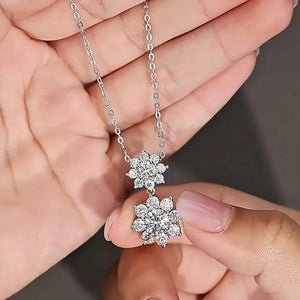 Women's S925 Moissanite Diamond Double Flower Pendant - Different Drips