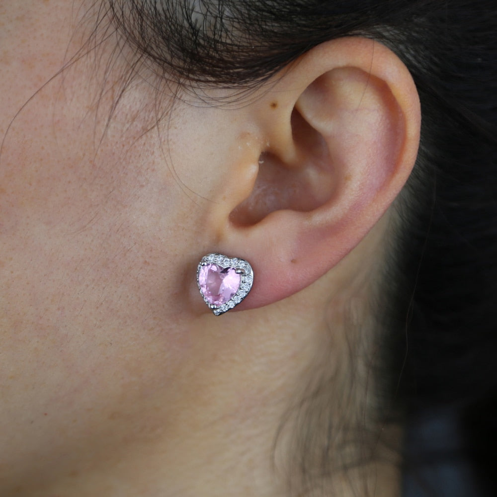 S925 Women's Heart Shaped Stud Earrings - Different Drips