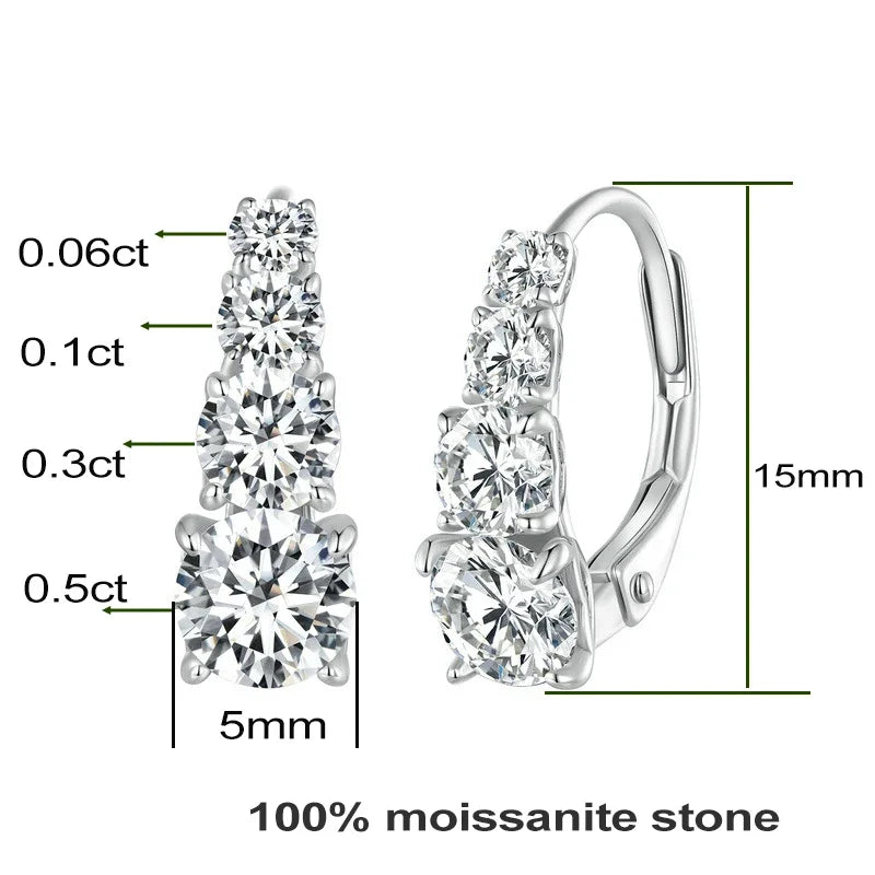 Women's S925 Moissanite 4-Diamond Hoop Earrings - Different Drips