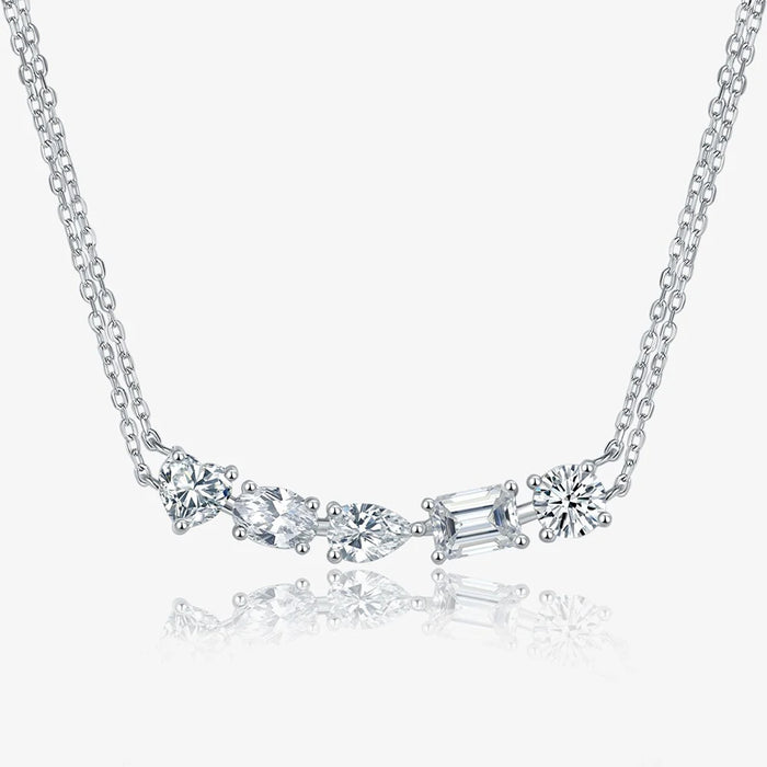 Women's S925 Emerald Cut Moissanite Diamond Curved Necklace - Different Drips