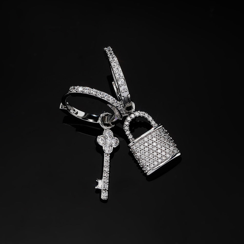 S925 Women's Lock & Key Drop Earrings - Different Drips