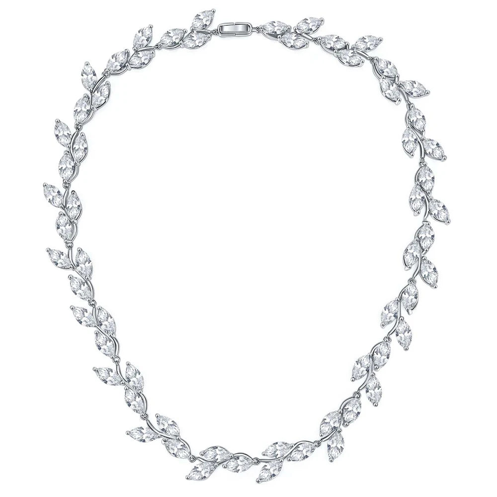 Women's S925 Leaf Cut Moissanite Tennis Necklace - Different Drips