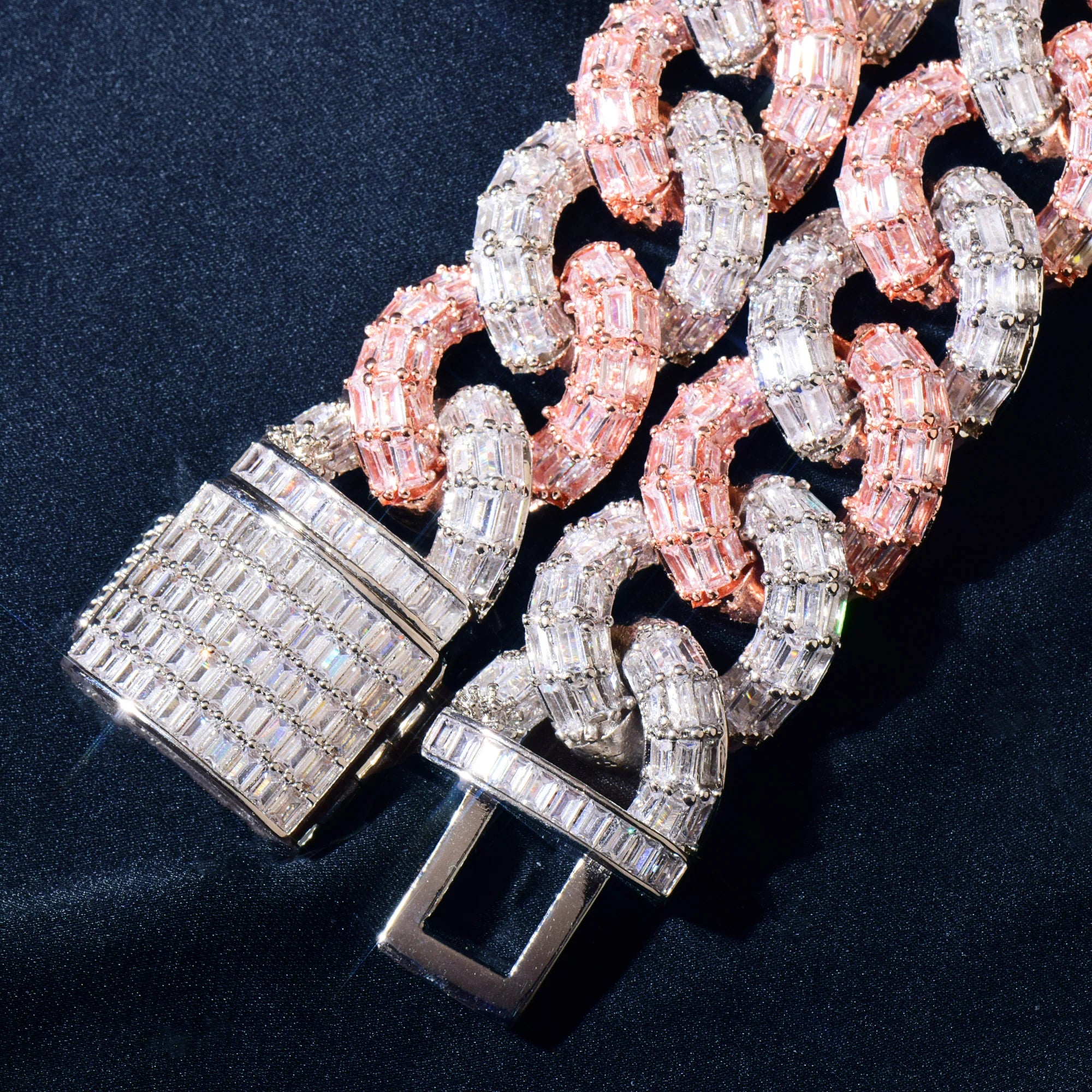 21mm All Over Baguette Miami Cuban Link Chain - Different Drips