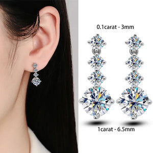 Women's S925 Moissanite Diamond Long Tassel Dangle Earrings - Different Drips