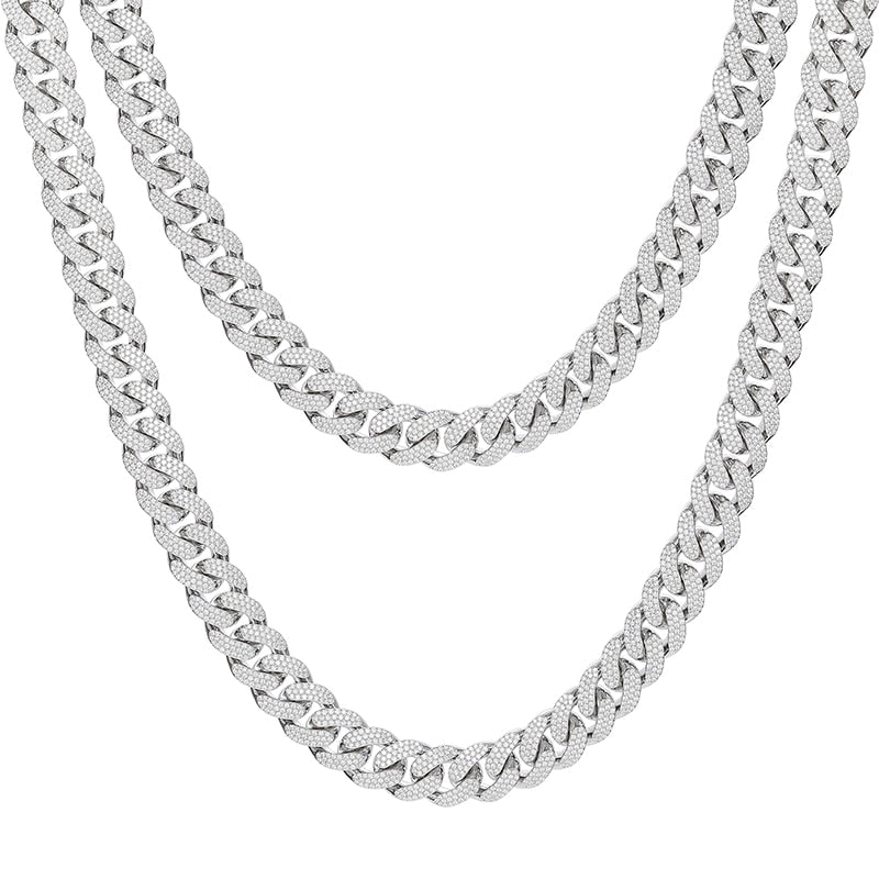 15mm S925 Moissanite Curb Cuban Chain - Different Drips