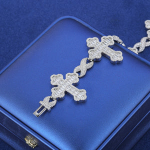 Iced Out Baguette Moissanite Cross Bracelet - Different Drips
