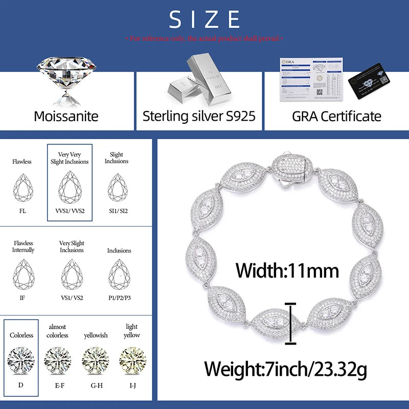S925 Moissanite Diamond Eye Link Bracelet - Different Drips