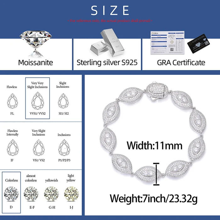 S925 Moissanite Diamond Eye Link Bracelet - Different Drips