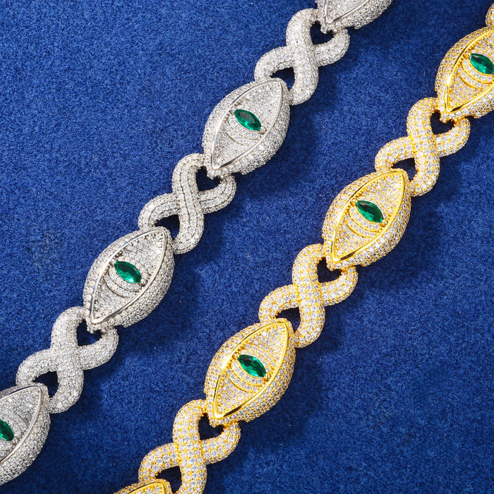 S925 Moissanite Evil Eye Cuban Link Bracelet - Different Drips