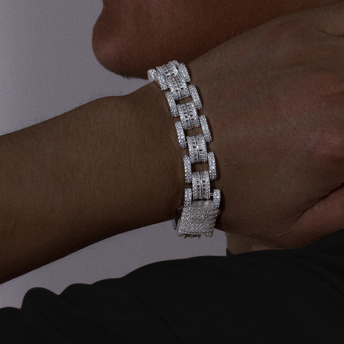 S925 Moissanite Diamond Baguette Watch Link Bracelet - Different Drips