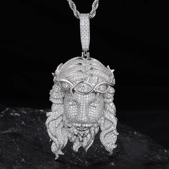S925 Moissanite Jesus Head Pendant - Different Drips
