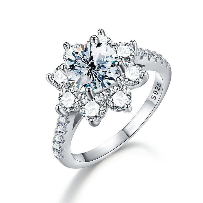 Women's S925 Moissanite Sunflower Ring - Different Drips