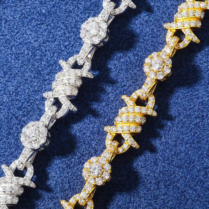 S925 Iced Barbed Wire Moissanite Bracelet - Different Drips