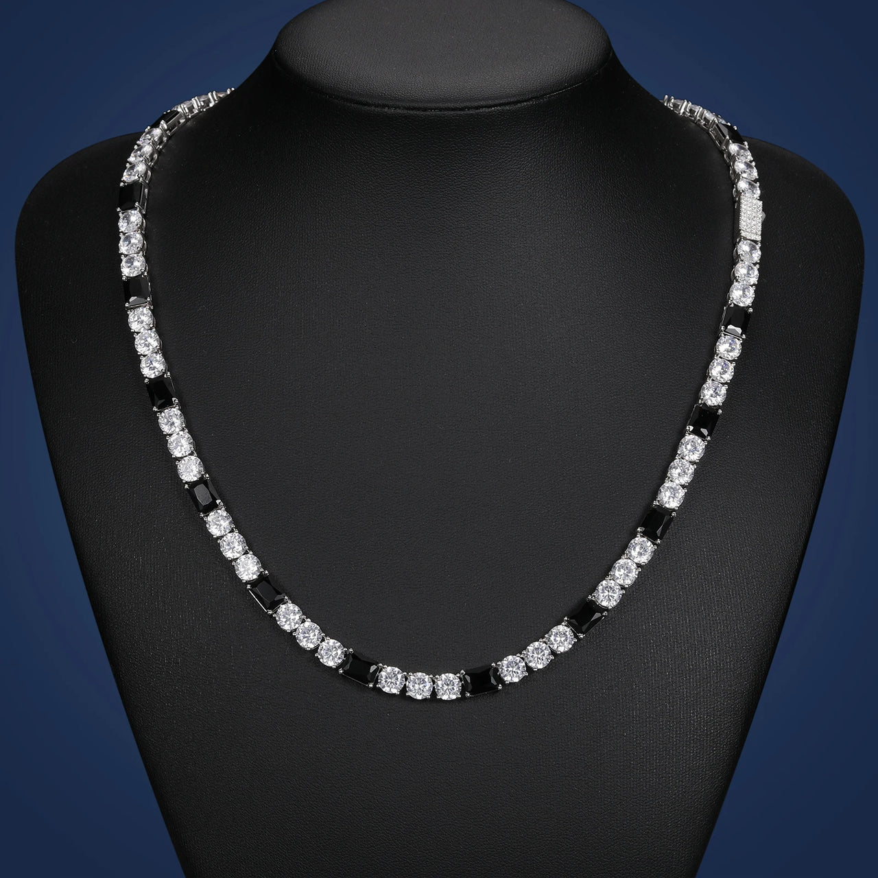 6mm S925 Moissanite Black Diamond Stationed Tennis Chain - Different Drips