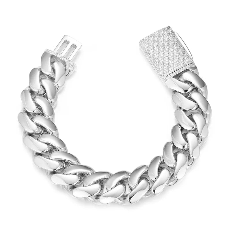 10mm-20mm Solid Iced Clasp Miami Cuban Bracelet - Different Drips