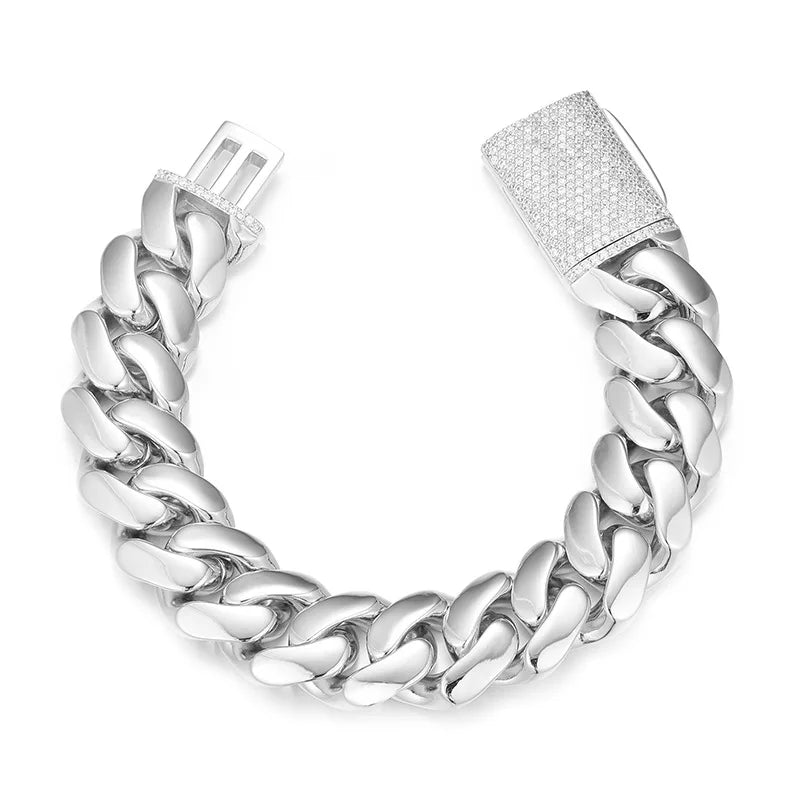 10mm-20mm Solid Iced Clasp Miami Cuban Bracelet - Different Drips