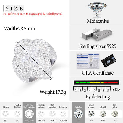 S925 Moissanite Cluster Cocktail Ring - Different Drips