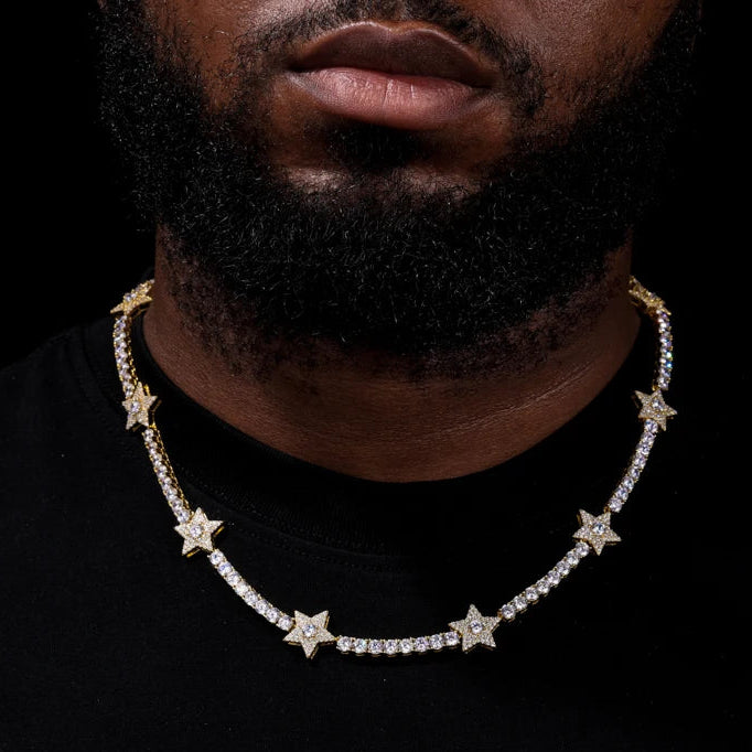 S925 Moissanite Diamond Star Stationed Tennis Chain - Different Drips