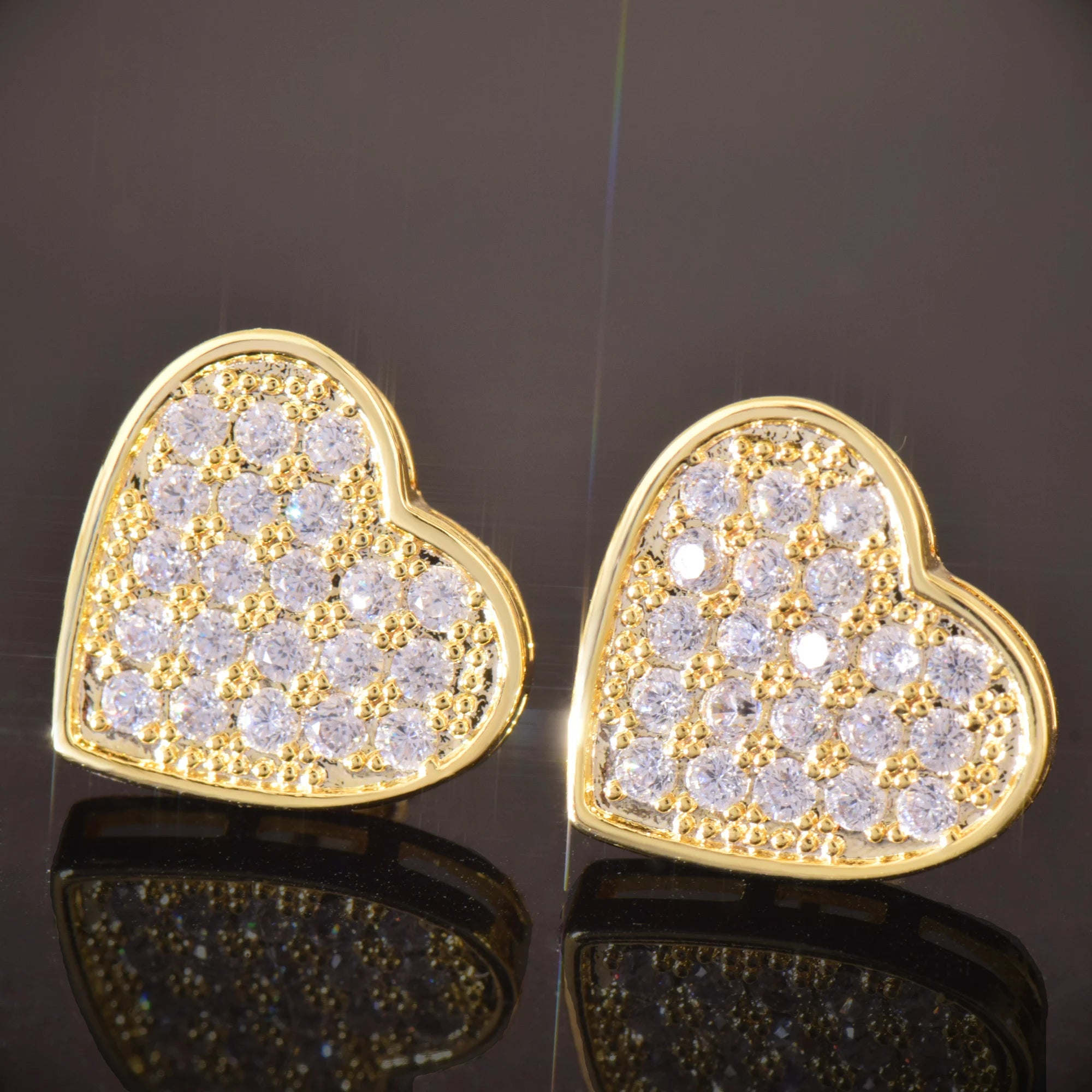 14mm Heart Pave Earrings - Different Drips