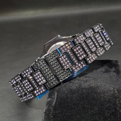 Bust Down Pink Cushion Case Watch with Date Window - Different Drips