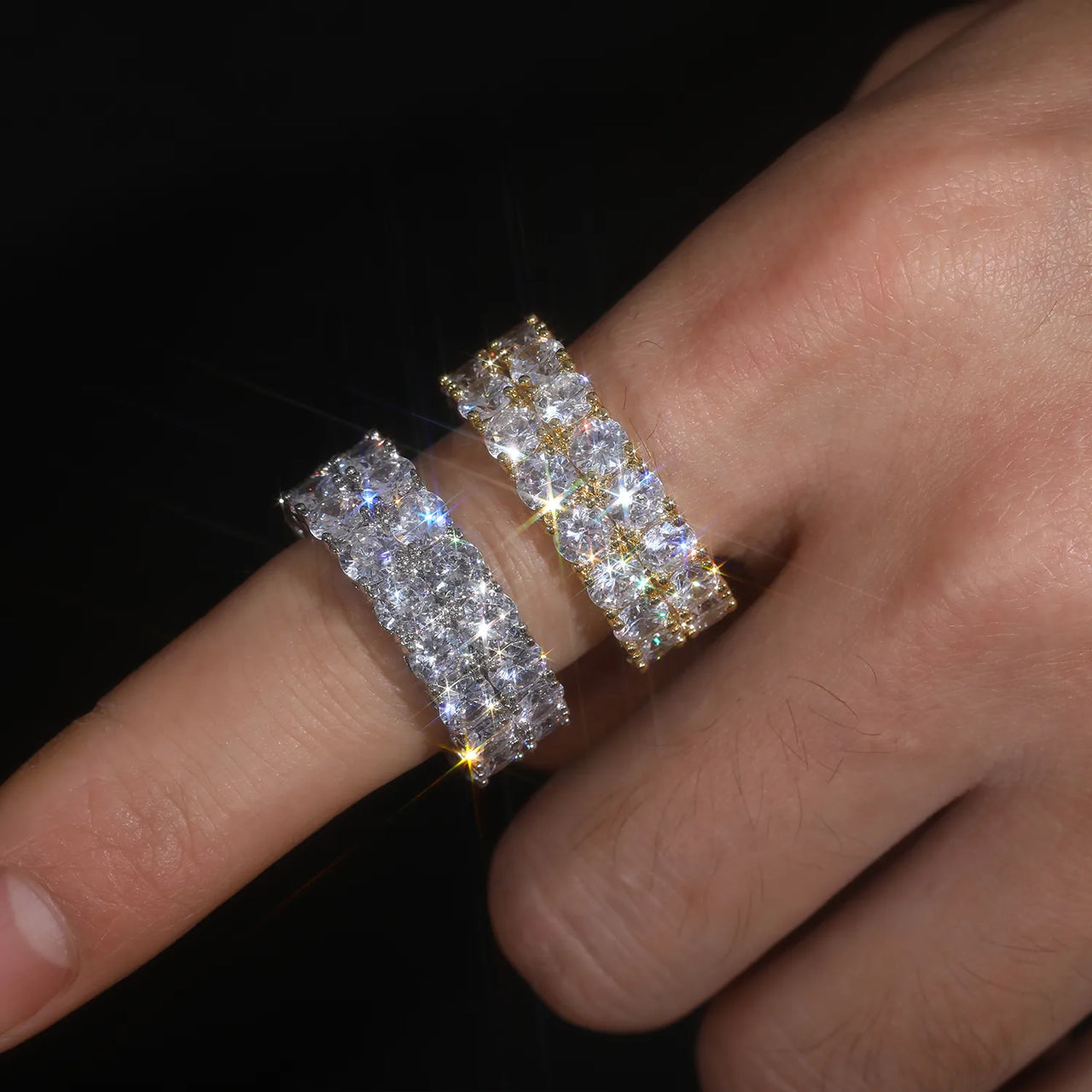 10mm S925 2 Row Moissanite Eternity Ring - Different Drips