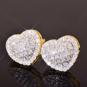 13mm Heart Pave Earrings - Different Drips