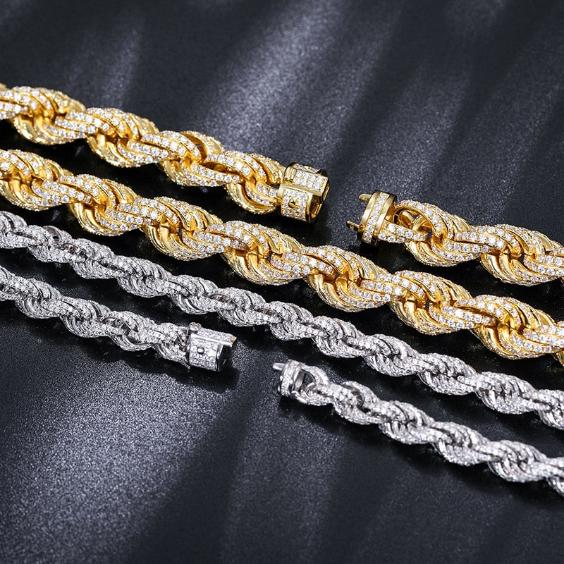 8-12mm S925 Moissanite Braided Rope Chain - Different Drips