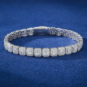 Moissanite Emerald-Cut Halo Tennis Bracelet - Different Drips