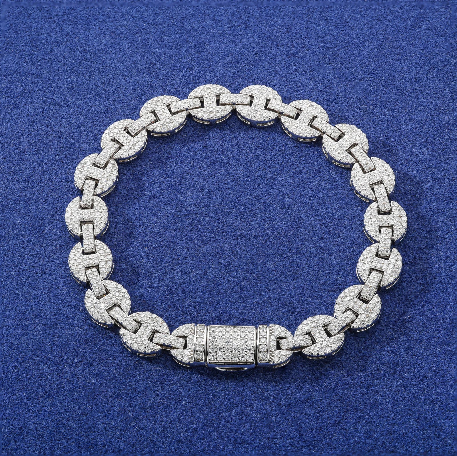 6-10mm Moissanite Iced Mariner-Link Bracelet - Different Drips
