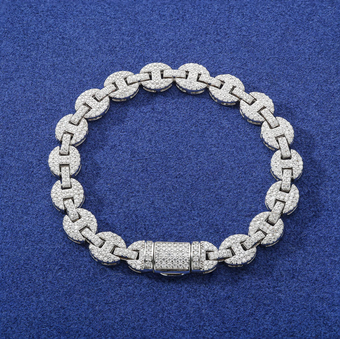 6-10mm Moissanite Iced Mariner-Link Bracelet - Different Drips
