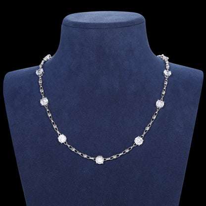 S925 Moissanite Diamond Stationed Bead Link Chain - Different Drips