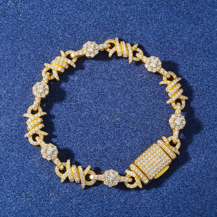 S925 Iced Barbed Wire Moissanite Bracelet - Different Drips