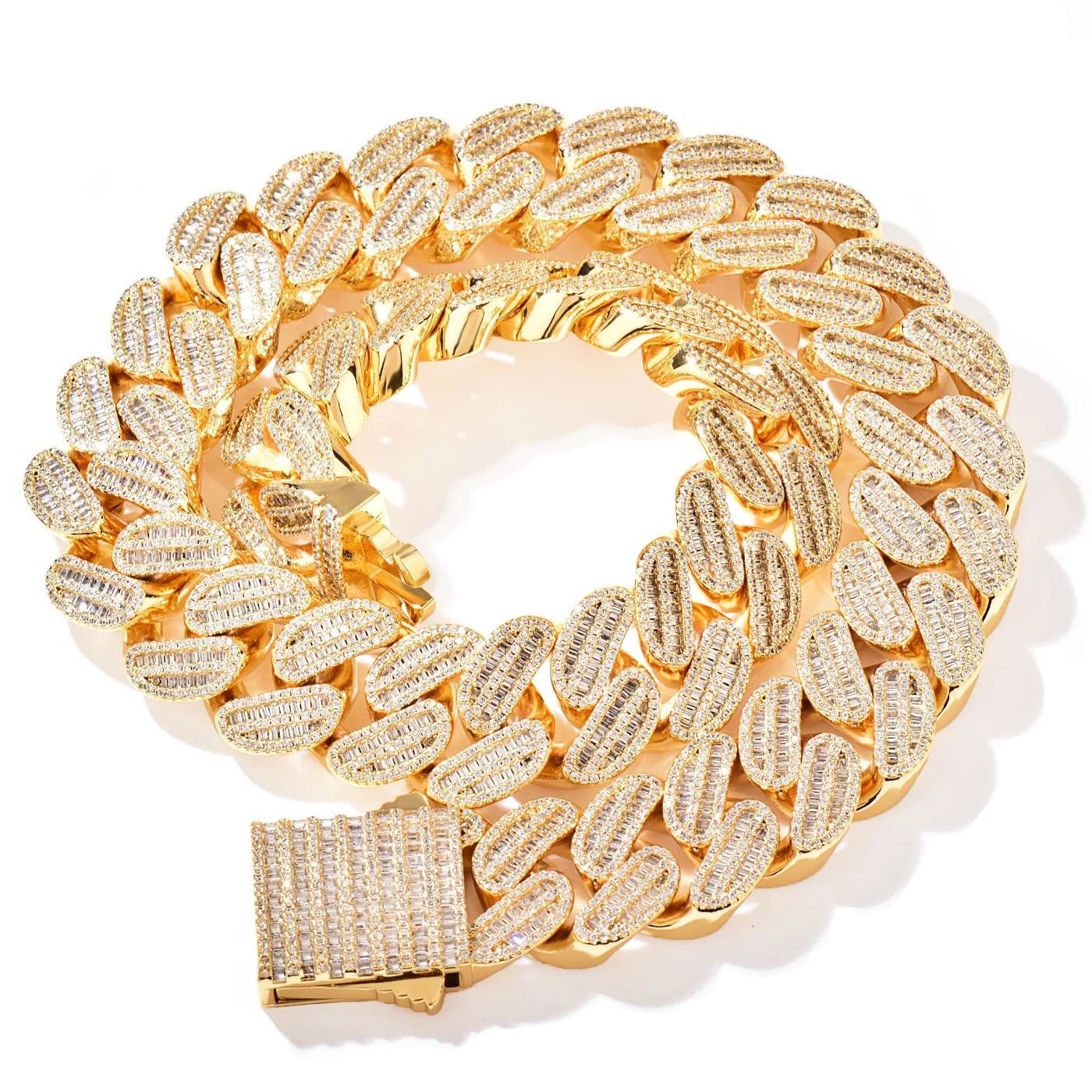 21mm All Over Baguette Cuban Link Chain - Different Drips