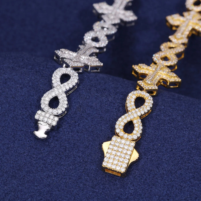 S925 Moissanite Diamond Royal Cross Link Infinity Bracelet - Different Drips
