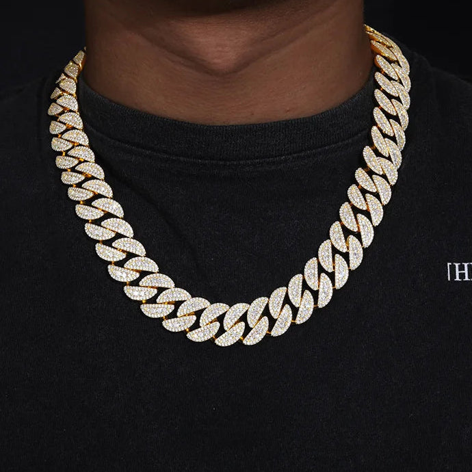 12-22mm S925 Moissanite Raised Curb Cuban Chain - Different Drips