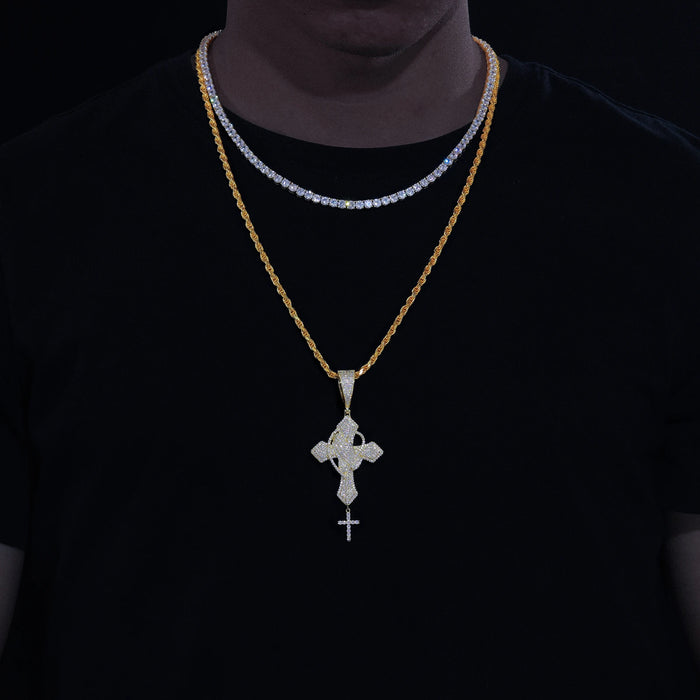 S925 Moissanite Praying Cross Pendant - Different Drips