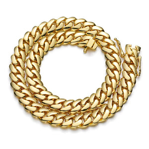 10-22mm Solid 18k Gold Plated Miami Cuban Link Chain - Different Drips