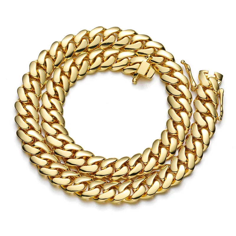 10-22mm Solid 18k Gold Plated Miami Cuban Link Chain - Different Drips