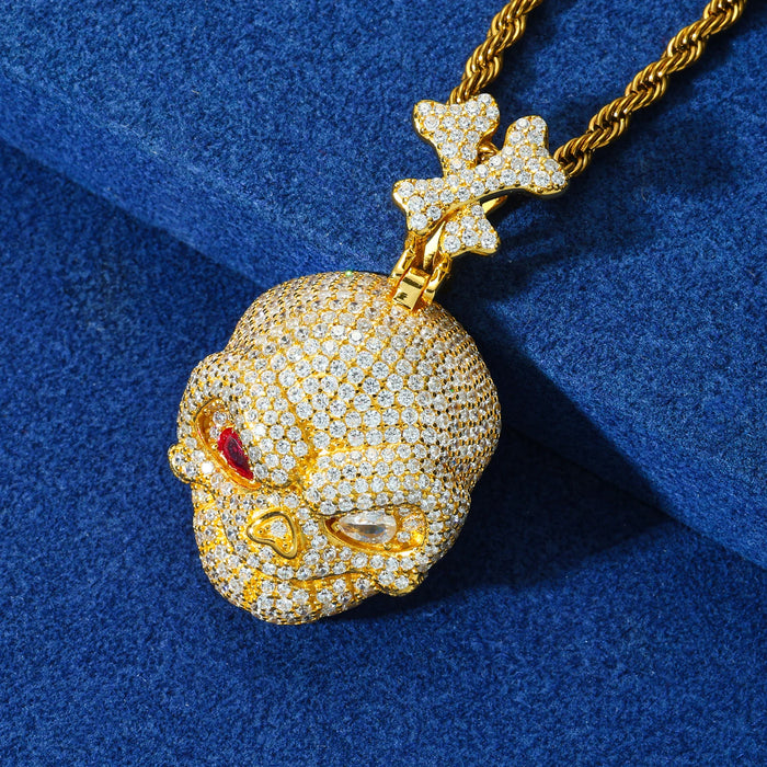 Iced Out Moissanite Skull Pendant - Different Drips