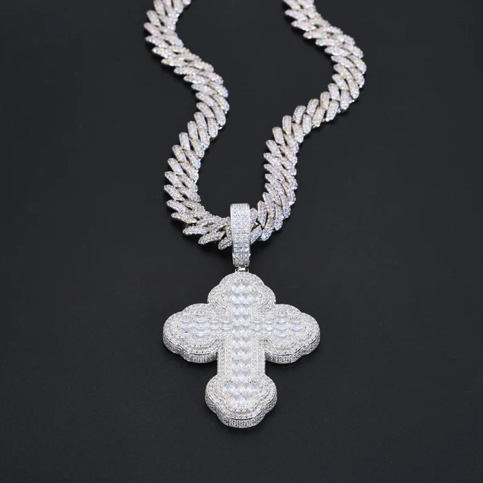 S925 Moissanite Baguette Cross Pendant - Different Drips
