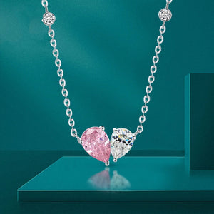 Women's S925 Pink/Whtie Moissanite Diamond Cut Pear Pendant - Different Drips