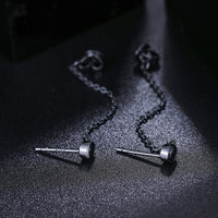 Thumbnail for S925 Black Moissanite Stud Drop Chain Earrings - Different Drips