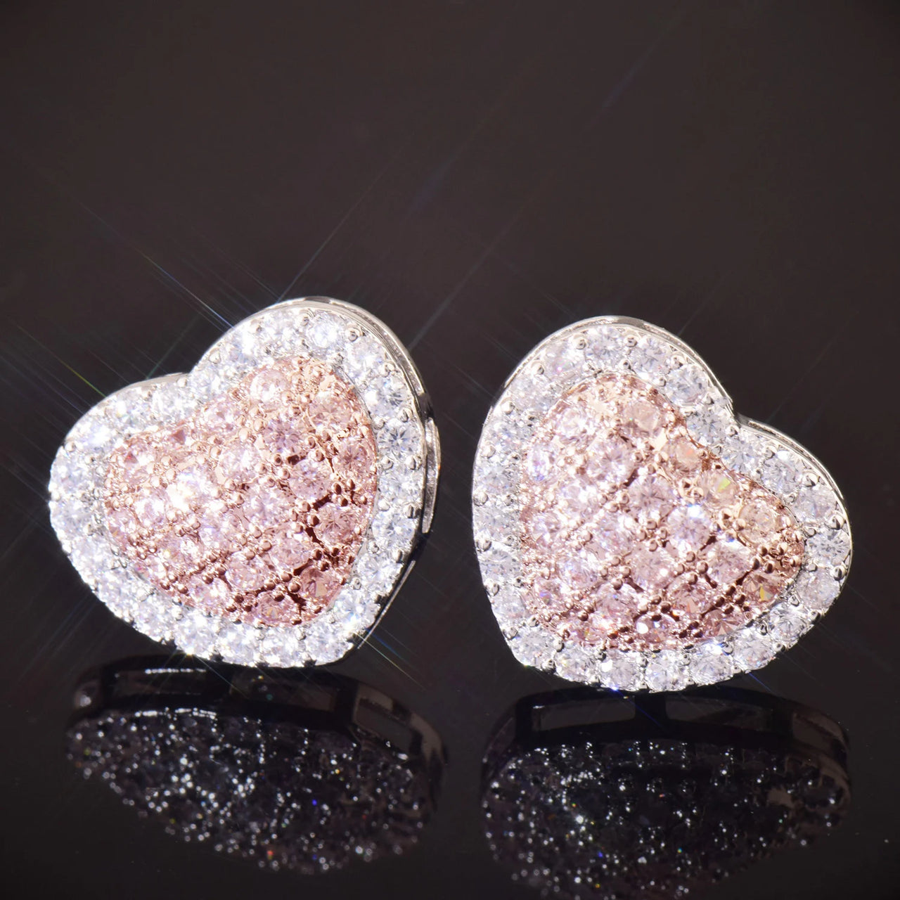 13mm Heart Pave Earrings - Different Drips