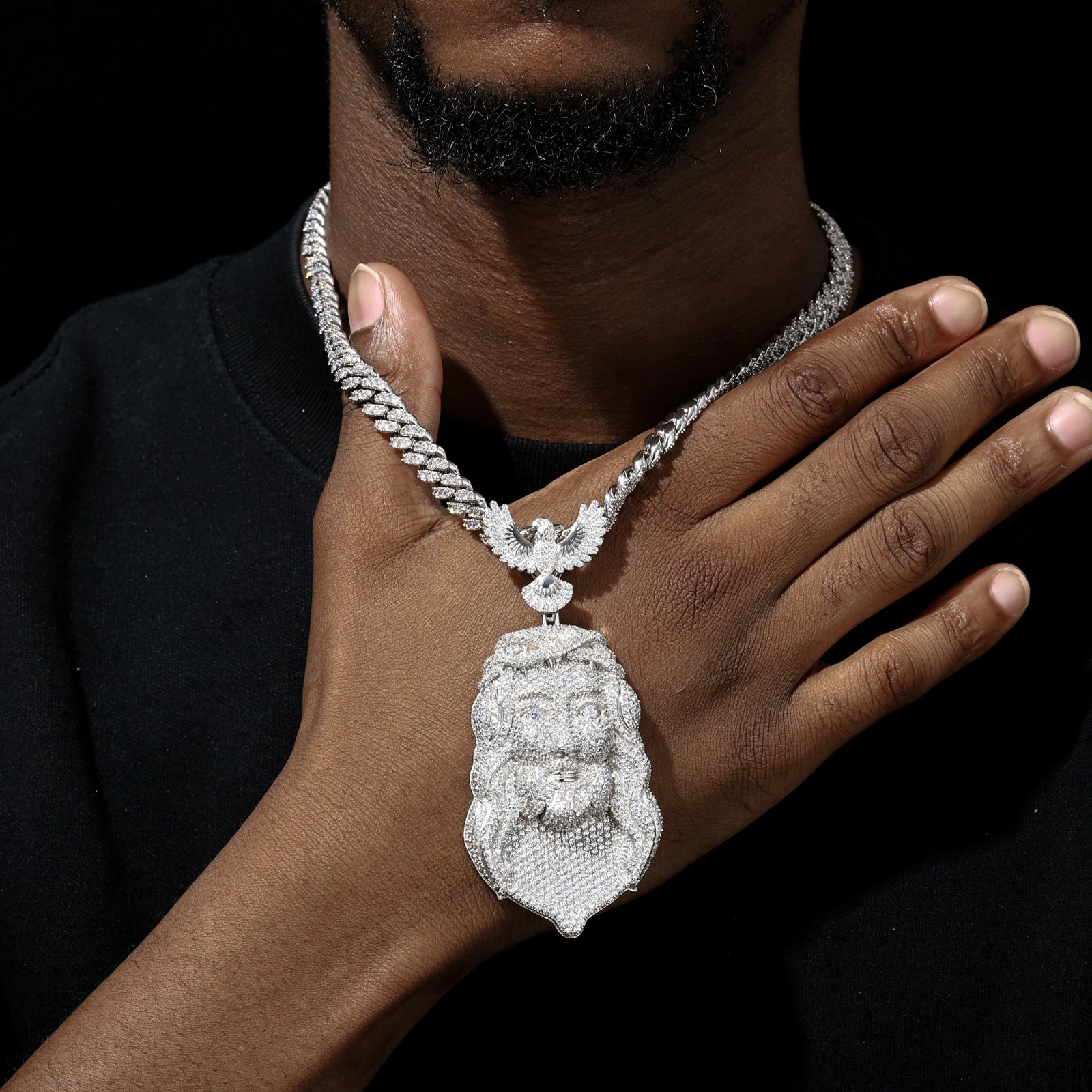S925 Moissanite Diamond Jesus Piece Pendant with Angel Bail - Different Drips