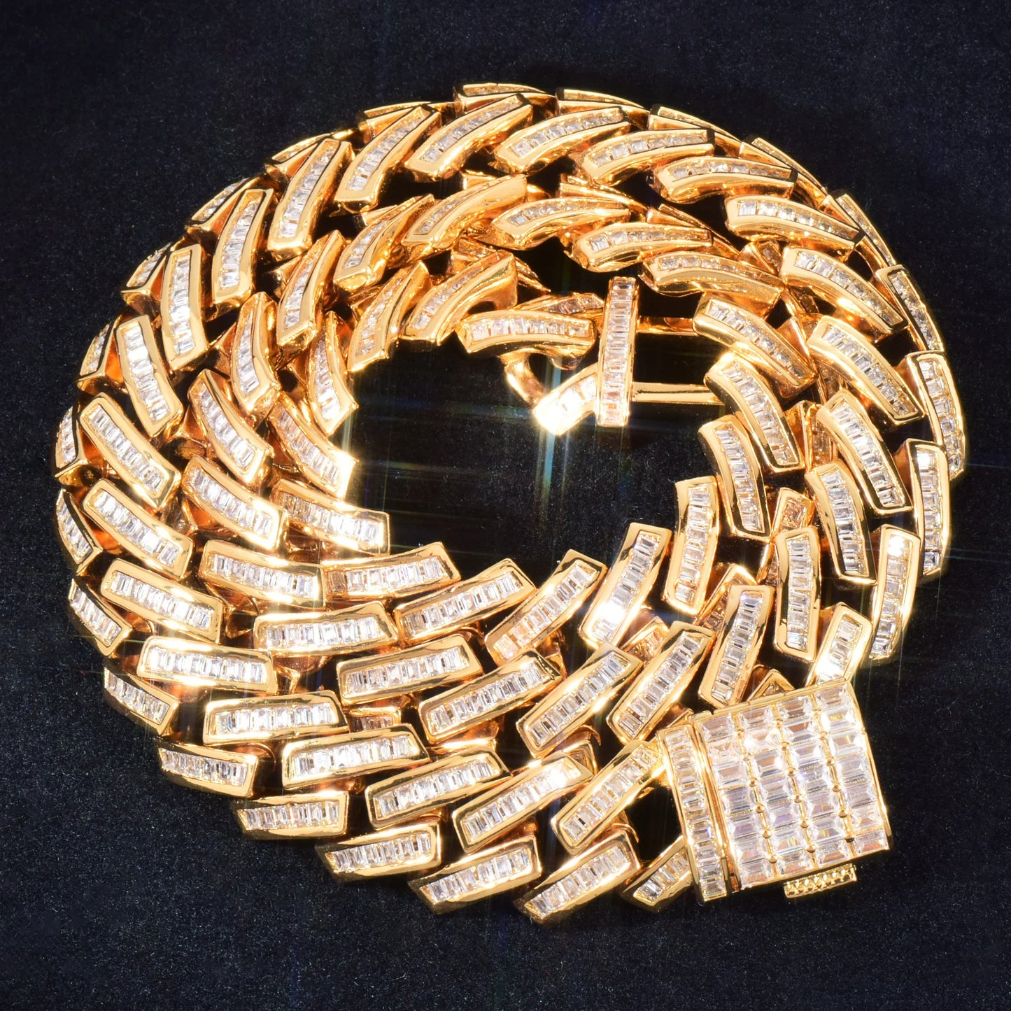 10mm Baguette Prong Cuban Link Chain - Different Drips