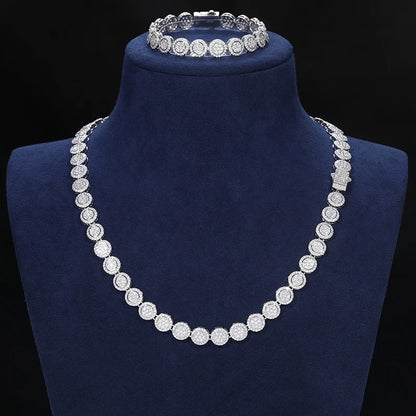 S925 Moissanite Round Pave Cluster Chain - Different Drips