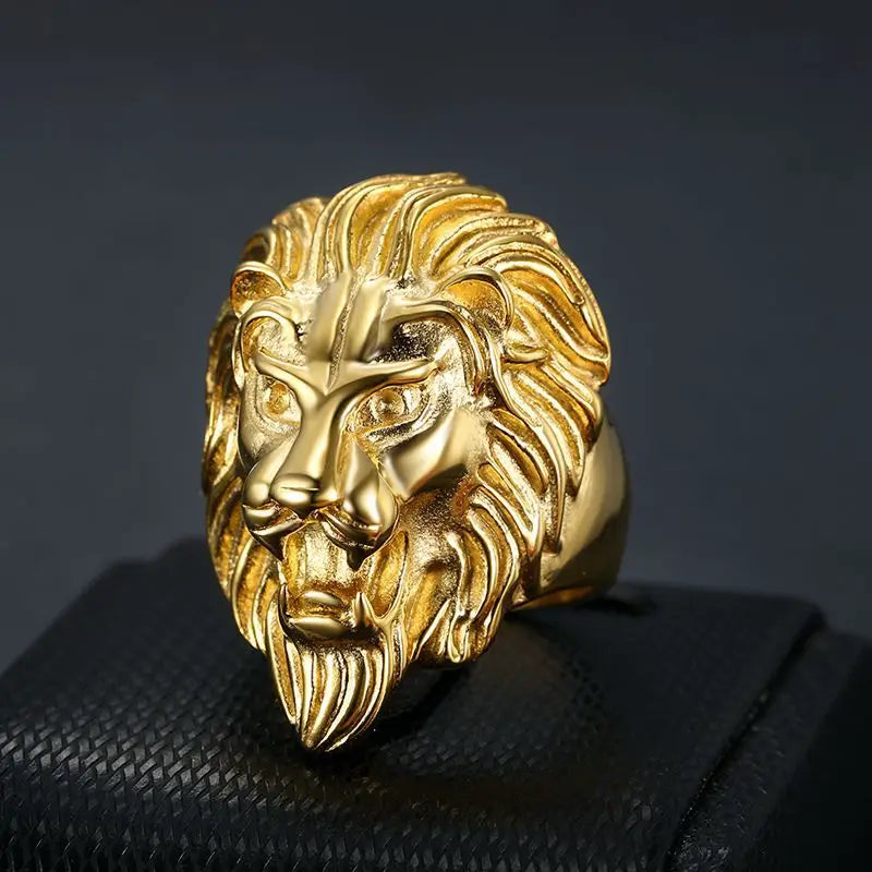 Gold Lion Head Statement Ring - Different Drips