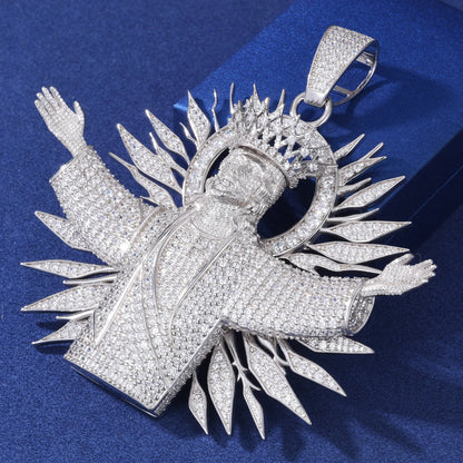 S925 Moissanite Diamond Crowned Jesus Radiance Pendant - Different Drips