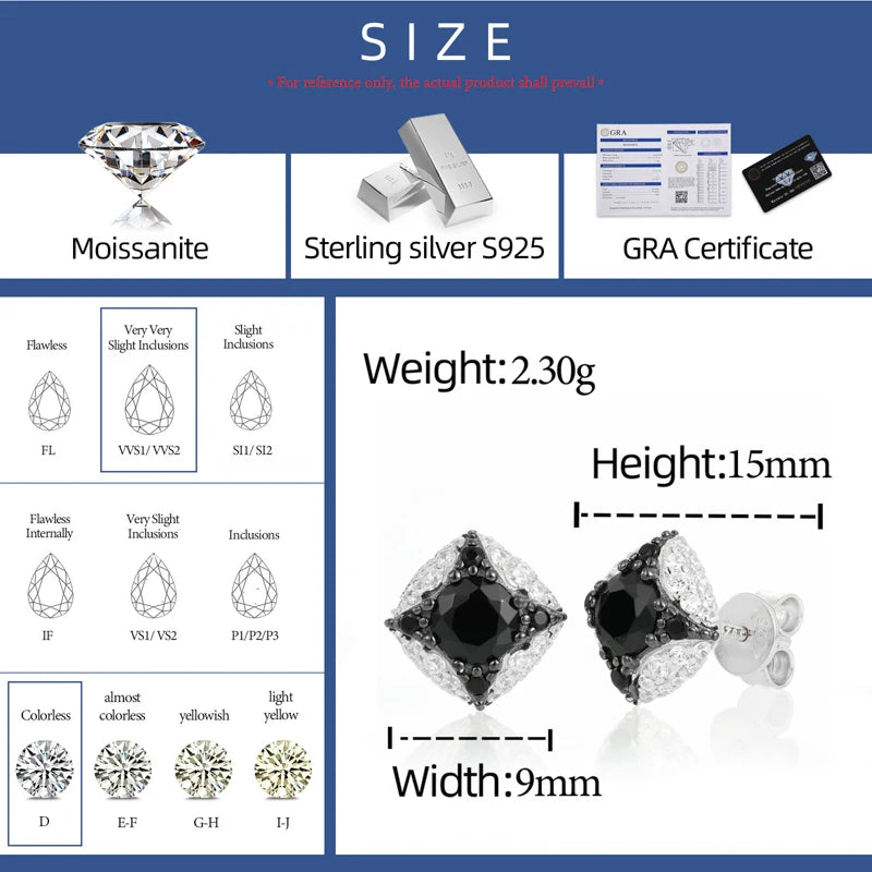 Black & White Pavé Cushion Stud Earrings - Different Drips